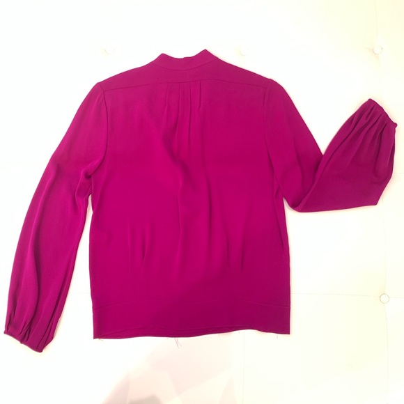 DVF Silk Fuchsia Zipper Blouse Sz 8 - Picture 5 of 5